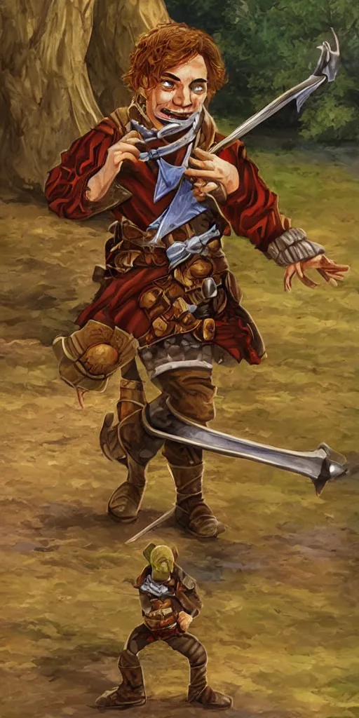 Prompt: artwork of an halfling bard in the style of everquest 1 9 9 9