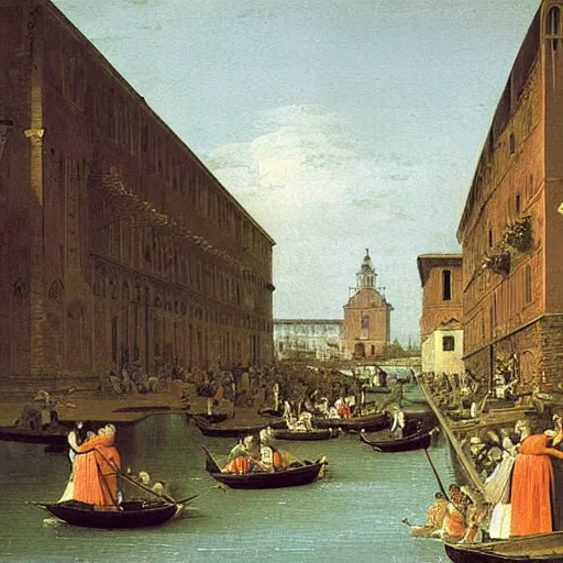 Prompt: a beautiful painting of a random scene by canaletto