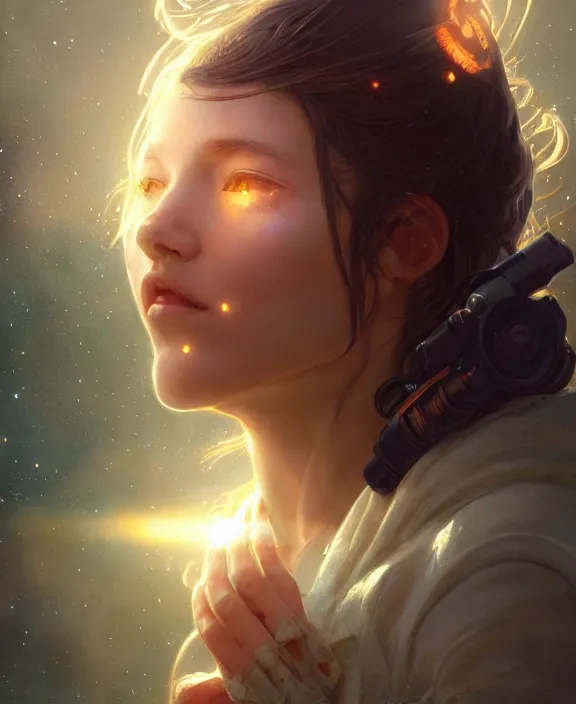 Image similar to simplicity, portrait of a adorable childlike alien insect, milky way environment, ultra realistic, concept art, intricate details, cheerful, highly detailed, photorealistic, octane render, 8 k, unreal engine. art by artgerm and greg rutkowski and alphonse mucha