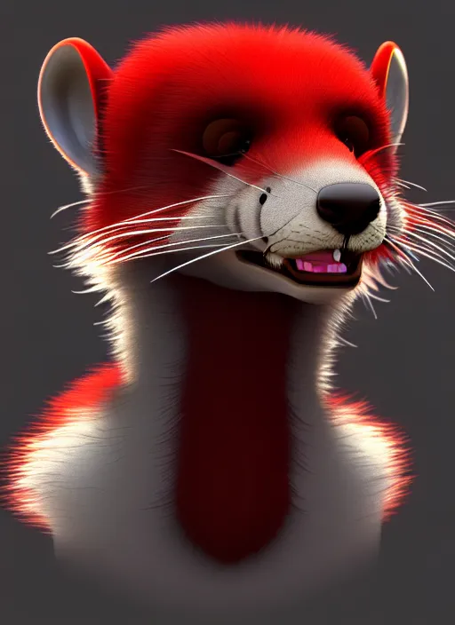 Image similar to furry - male - red - black - weasel - detective - fursona, ray tracing, photorealistic, trending on weasyl