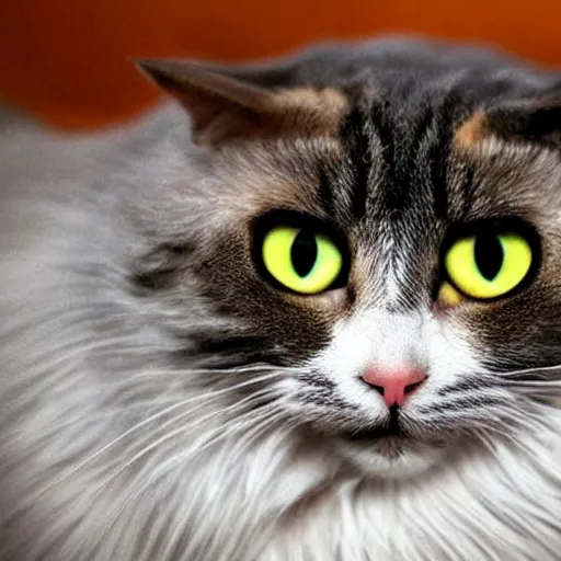 Image similar to a cat with optical illusion rotating wheel eyes