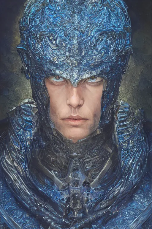 Prompt: realistic detailed still of freman from Arrakis, woven armour, blue eyes, intricate complexity, golden ratio, Kojima, Amano, Charlie Bowater, Karol Bak, Greg Hildebrandt, Jean Delville, and Mark Brooks, Neo-Gothic, gothic, rich deep colors