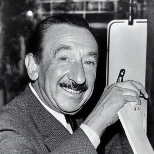 Prompt: walt disney being unfrozen in the future, candid photograph