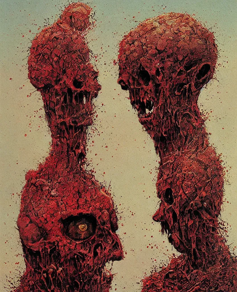 Prompt: moon made from thousands of rotten demonic bloody corpses of Nicolas Cage, body horror, flesh, blood, grotesque hell, highly detailed, red lightning, artstation, art by zdislav beksinski, wayne barlowe, phil hale