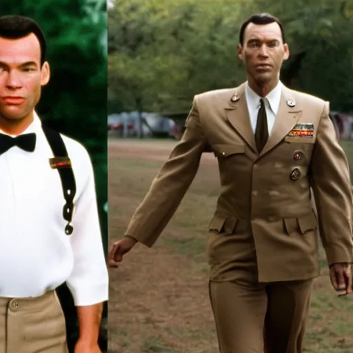 Image similar to john travolta as forrest gump