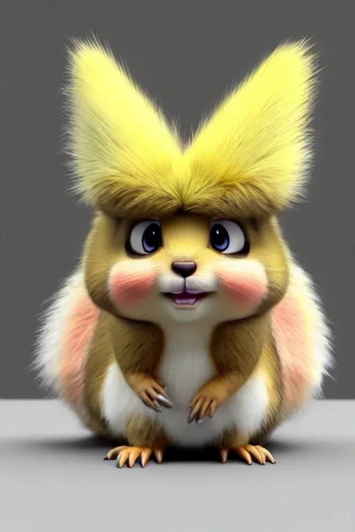 Image similar to high quality 3 d render hyperrealist very cute multipastel fluffy! happy griffin chipmunk hybrid with fluffy wings!, vray smooth, in the style of detective pikachu, hannah yata charlie immer, dramatic yellow light, low angle, uhd 8 k, sharp focus