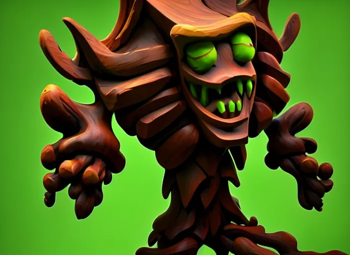 Image similar to wooden treant festeroot snarling head, stylized stl, 3 d render, activision blizzard style, hearthstone style, darksiders art style