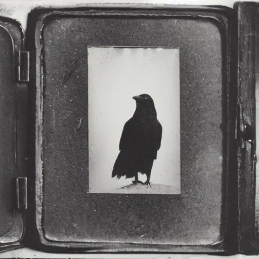 Prompt: daguerreotype of a raven soaring over a skyscraper.