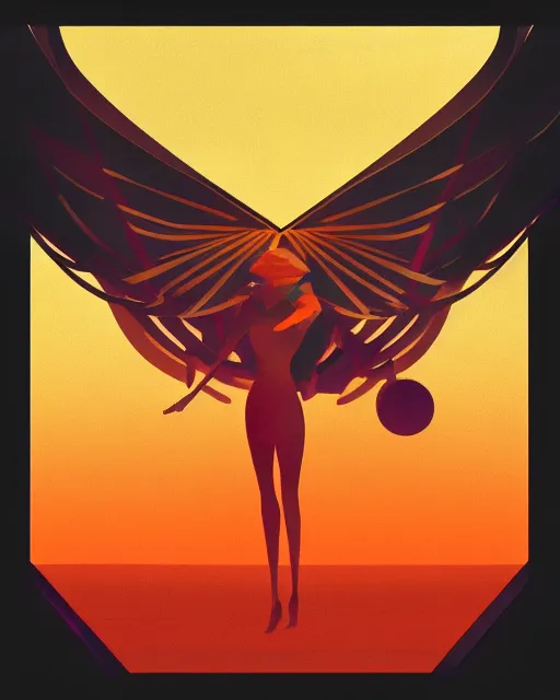 Prompt: art deco illustration of the most epic sunset, artstation, deviantart, pinterest, 5 0 0 px models