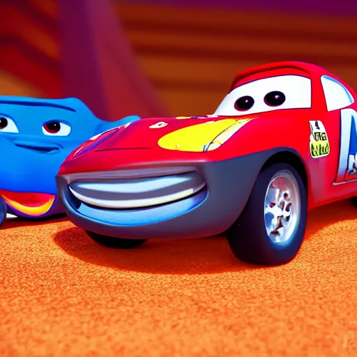 Image similar to black lightning mcqueen, claymation, 8 k, cgosociety,