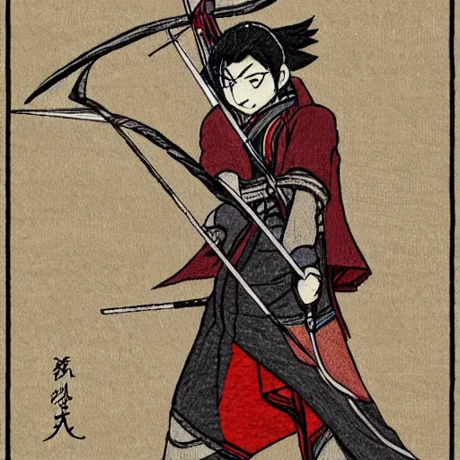 Prompt: Ganyu from Genshin nocking an arrow on her bow, pixiv art