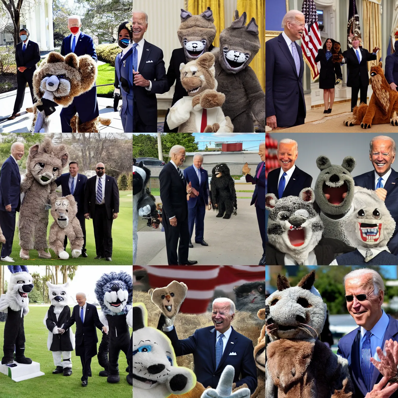 Prompt: president biden and the fursuit clique