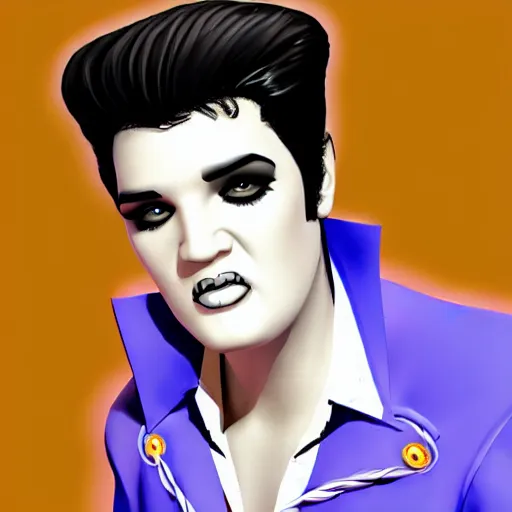 Image similar to Elvis Presley as a Gothboy, trending on artstation