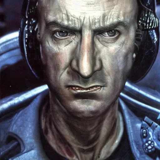 Prompt: film still of saul goodman in aliens, by h. r. giger, very detailed, realistic