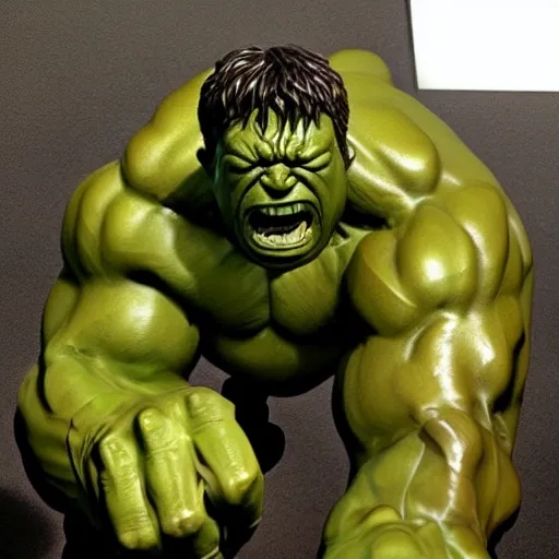 Image similar to The Hulk, a bronze sculpture by Guillermo del Toro, featured on deviantart, antipodeans, movie still, ultra detailed, shiny