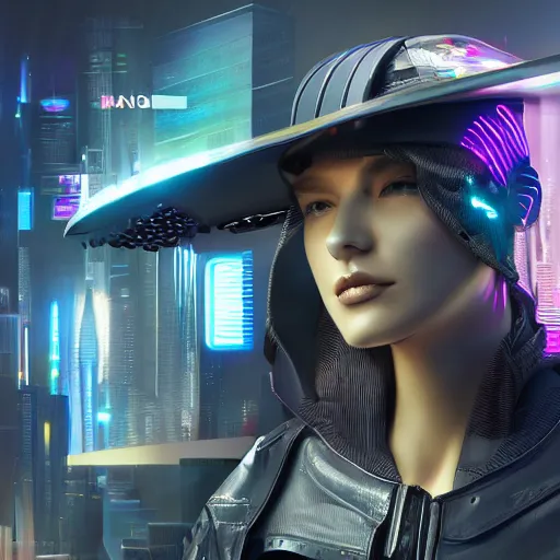 Image similar to a hat from the future, cyberpunk, highly detailed, epic lighting, hyper photorealism, trending on artstation 8 k