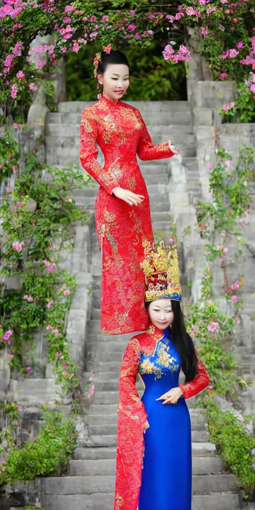 Image similar to beautiful vietnamese princess wearing vietnamese ao dai