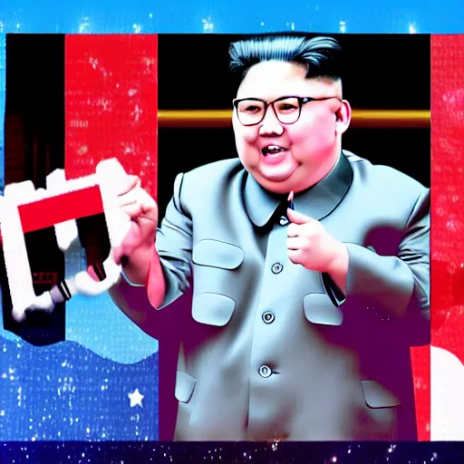 Image similar to kim jong un as k - pop idol dancing on the south korean k - pop stage, cnn, news photography, artstation