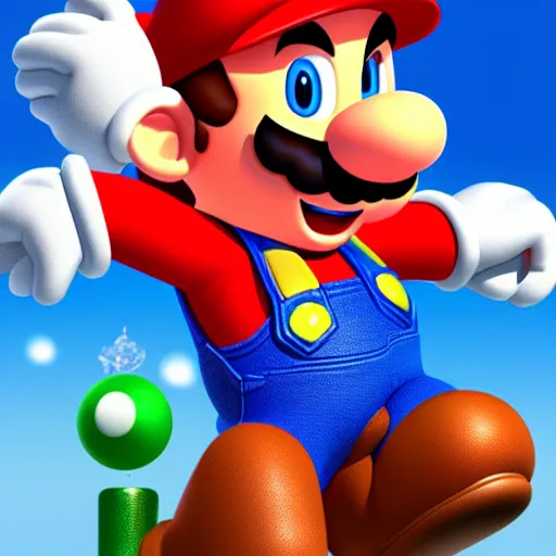 Prompt: Hyper realistic photo of Mario from Super Mario Bros