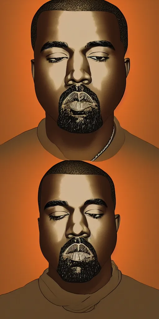 Prompt: a liquid silver portrait of kanye west, by soul bass, kawase hasui, moebius and edward hopper, colorful flat surreal design, xray hd, 8 k, artstation,