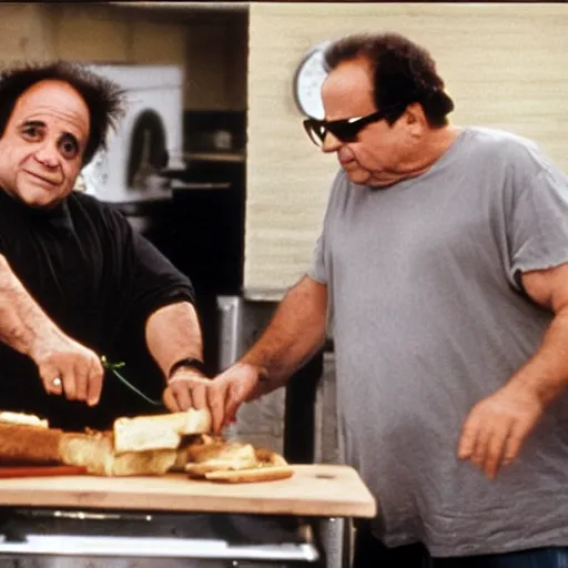 danny devito and joe pesci making sandwiches | Stable Diffusion