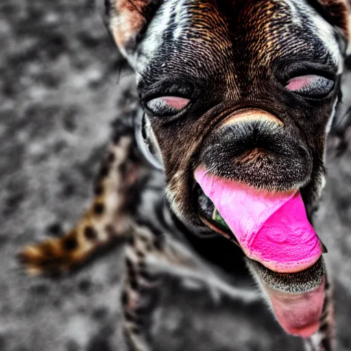 Prompt: animal tongue licking the camera lens cinematic 3 5 mm hdr