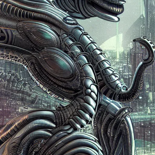 Prompt: A Hyper-Detailed Alien, Future Tech, Art by Yongjae Choi ::
