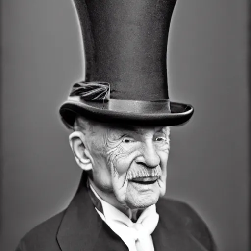 Prompt: a elderly man wearing a tophat, airbrush