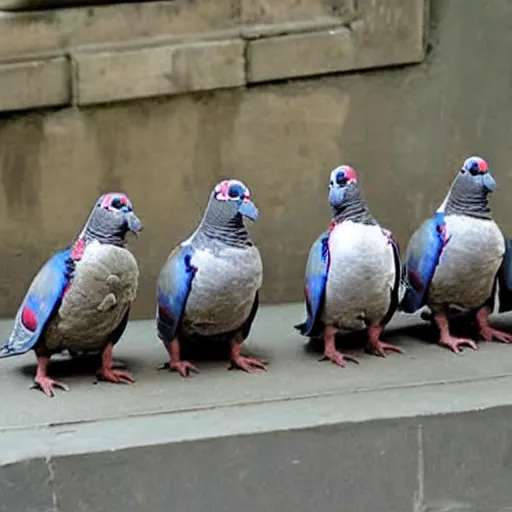 Image similar to pigeons dressed up as world war 1 soldiers