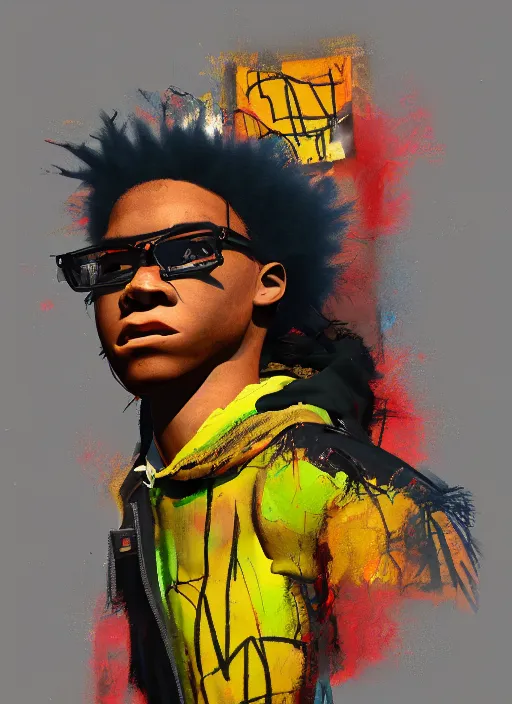 Image similar to multiple 3D urban teenager in the style of Jean-Michel Basquiat, cinematic lighting from the right side, photorealism, octane render, depth of field, 8k, 35mm, artgem, Trending on artstation