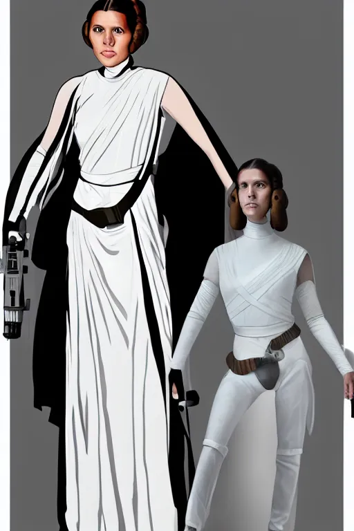 Image similar to digital full body portrait of young princess leia, a new hope, elegant