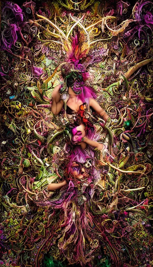 Prompt: psytrance artwork, by kirsty mitchell