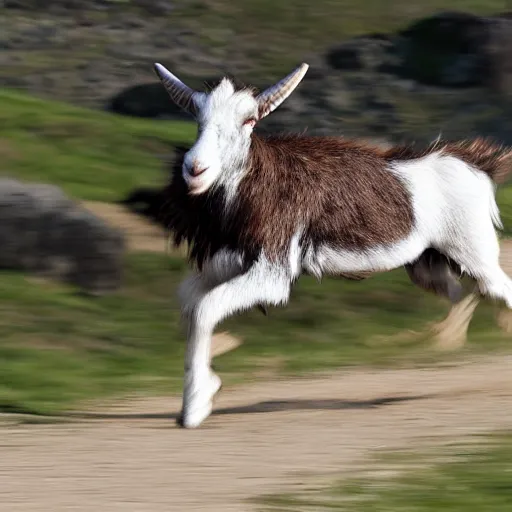 Image similar to drake running from a goat, detailed face, sharp focus