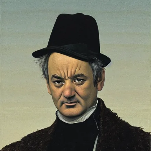 Image similar to close up portrait of bill murray painted by caspar david friedrich