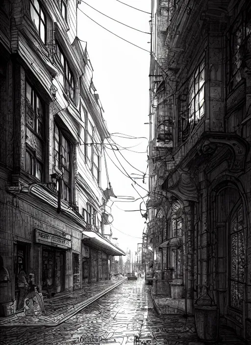 Image similar to Budapest , Dynamic lighting, cinematic, extremely high detail, photo realistic, cinematic lighting, pen and ink, intricate line drawings, post processed, artstation, matte painting, style by Paru Itagaki