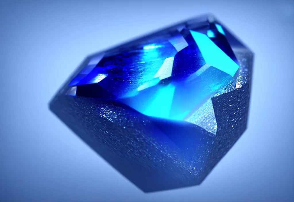 Image similar to crystal gemstone blue rendering, single, photorealistic, bright backround, photography, artstation