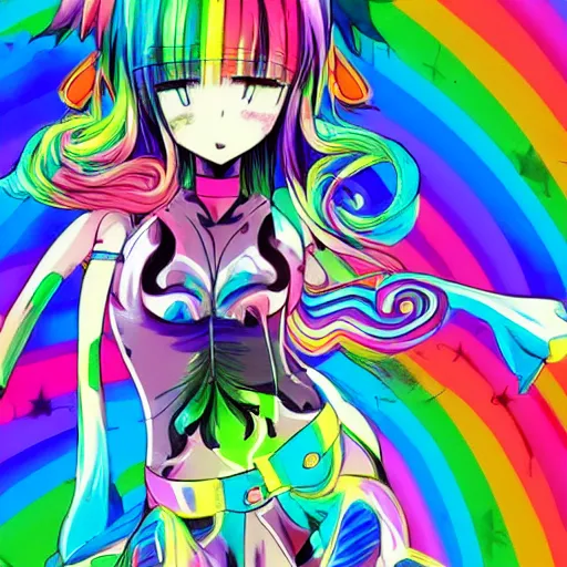 Image similar to neon multicolored rainbow nightcore anime cats