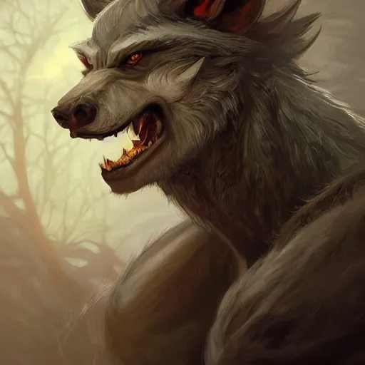 Prompt: 3/4 headshot of cute werewolf, D&D, handsome, fantasy, intricate, long snout, donkey ears, fursona, black hair, elegant, highly detailed, digital painting, artstation, concept art, smooth, sharp focus, illustration, art by artgerm and greg rutkowski and alphonse mucha