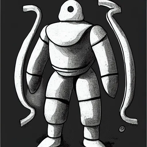 Prompt: inuit golem, dungeons and dragons manual illustration