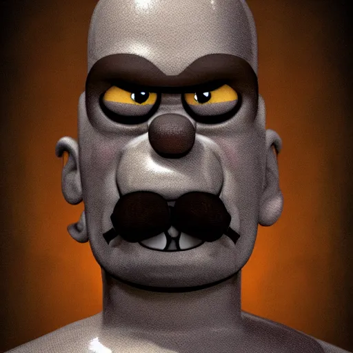 Image similar to a 3 d render portrait of homer simpson in the style of h. r. giger