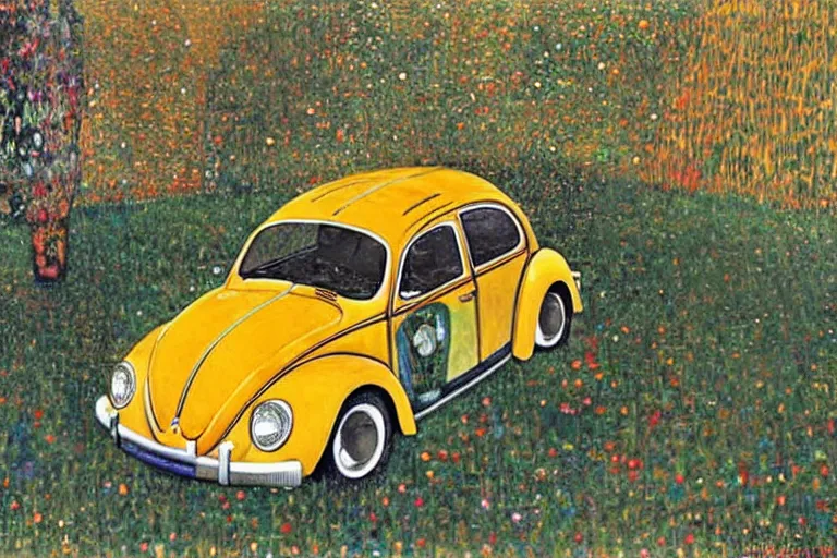 Image similar to gustav klimt vw beetle