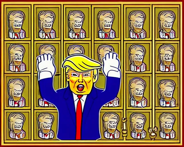 Prompt: donald trump in mathemagic land, in the style of disney, golden ratio, roman pillars, greek architecture, aesops fables, instructional cartoon movie