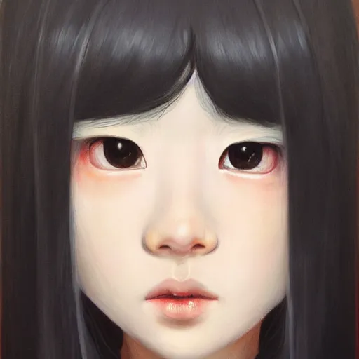 Prompt: realistic Portrait painting of Kimi Hime as Sadako, made by Michaelangelo and Gustave Courbet, physical painting, Sharp focus,digital art, bright colors,fine art, trending on Artstation, unreal engine.