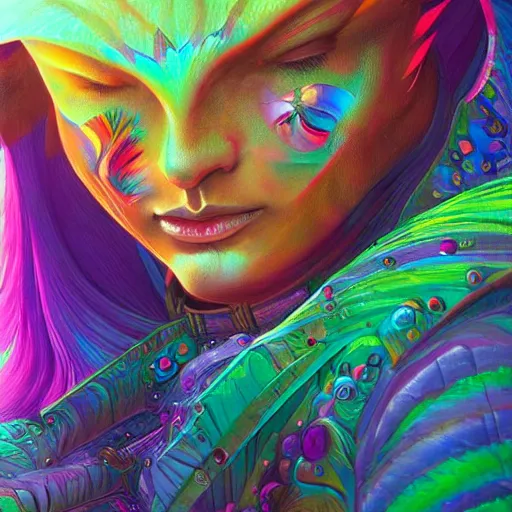 Image similar to rainbow mage by android jones, trending on artstation