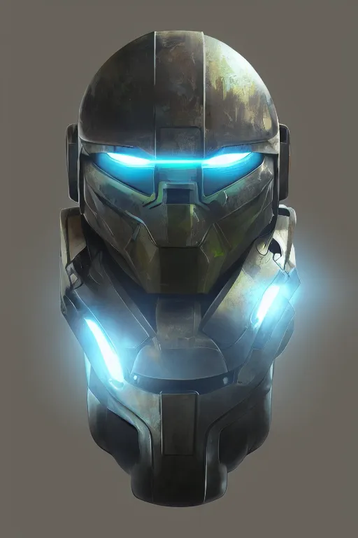 Image similar to robot ninja mask helmet halo master chief radiating a glowing aura global illumination ray tracing hdr fanart arstation by ian pesty and katarzyna da „ bek - chmiel