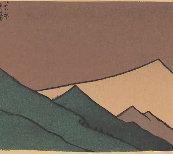 Prompt: mountains by feng zikai yun shouping