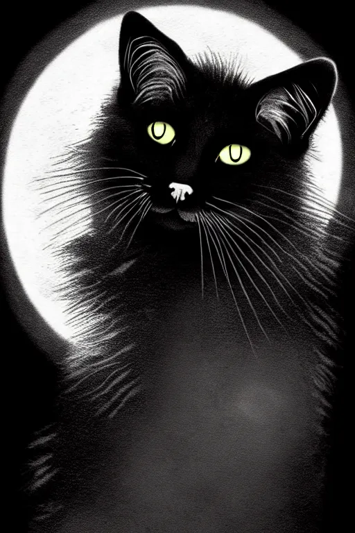 Prompt: ghost cat by scary stories to tell in the dark cover art