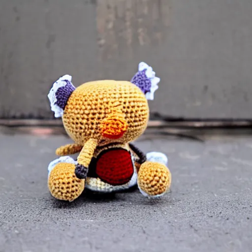 Prompt: crocheted plush toy of headcrab