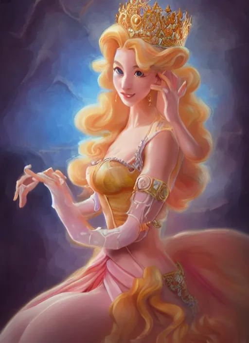 Image similar to portrait Princess Peach as of the Goddess of Wisdom, elegant, intricate, rococo full frontal shot, highly detailed, digital painting, artstation, concept art, sharp focus, illustration, art by artgerm