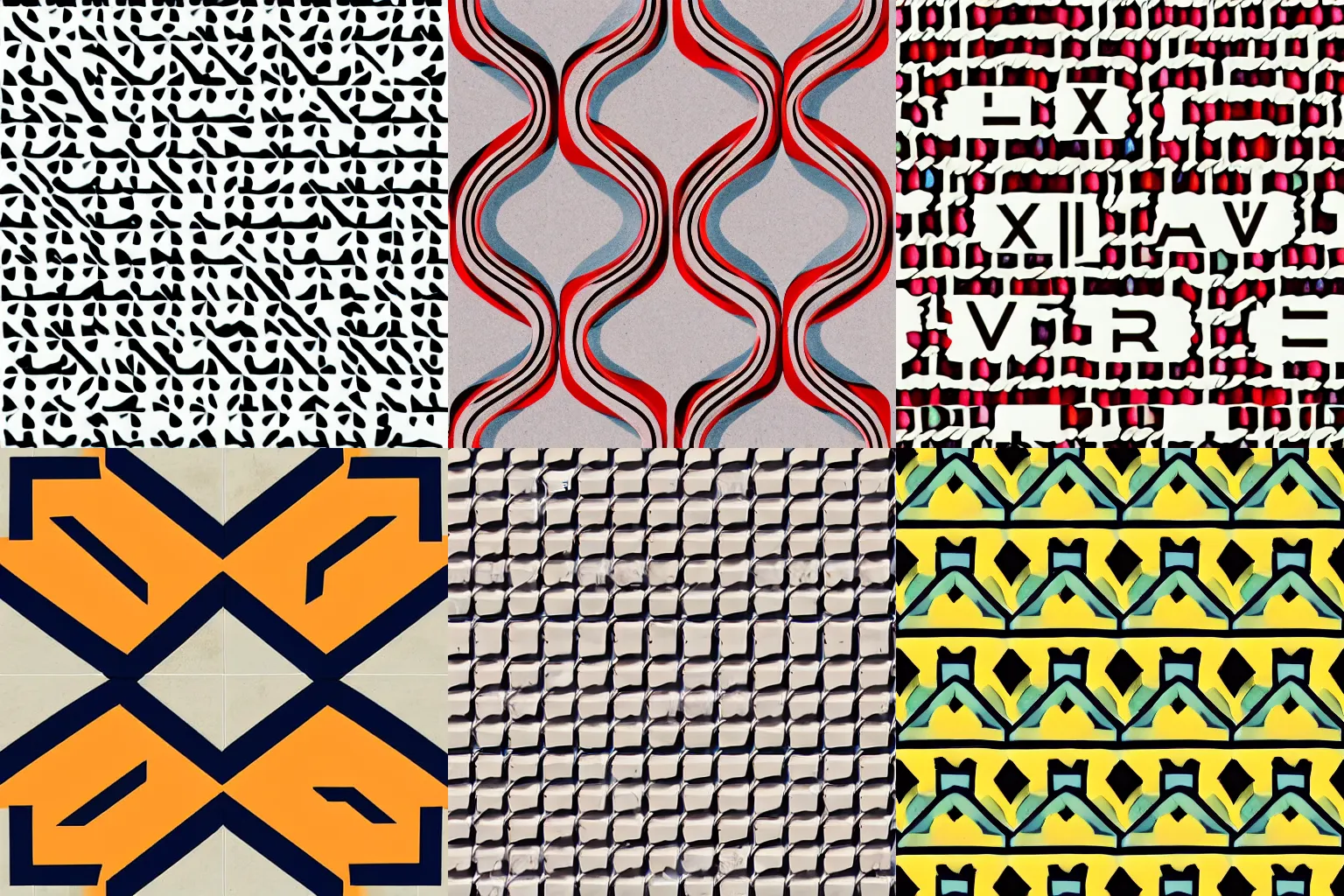 Prompt: Pattern of letters A V X, modern, organic, smooth, minimal, colorfull, tiles, sameless